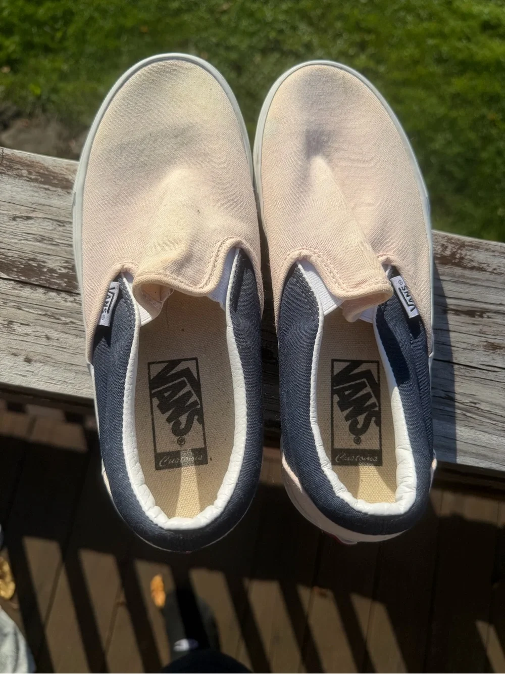 Vans Slip-On Sneakers in Pink and Navy